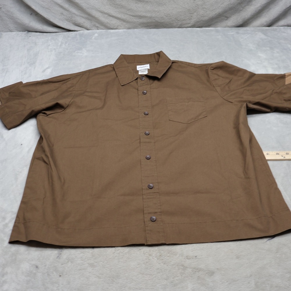 WearGuard Shirt Mens XL Brown Short Sleeve Button Up Pocket Uniform Casual LOGO